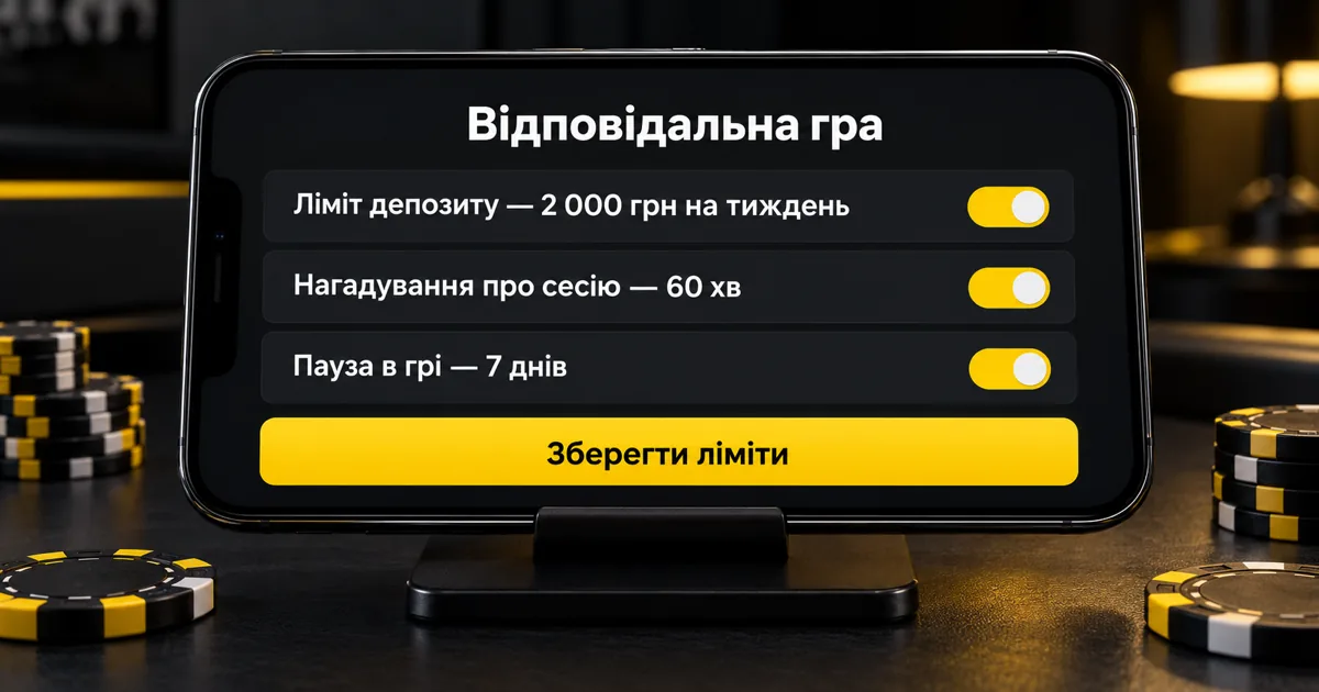 Налаштування відповідальної гри: ліміт депозиту, нагадування про сесію і пауза Налаштування відповідальної гри: ліміт депозиту, нагадування про сесію і пауза